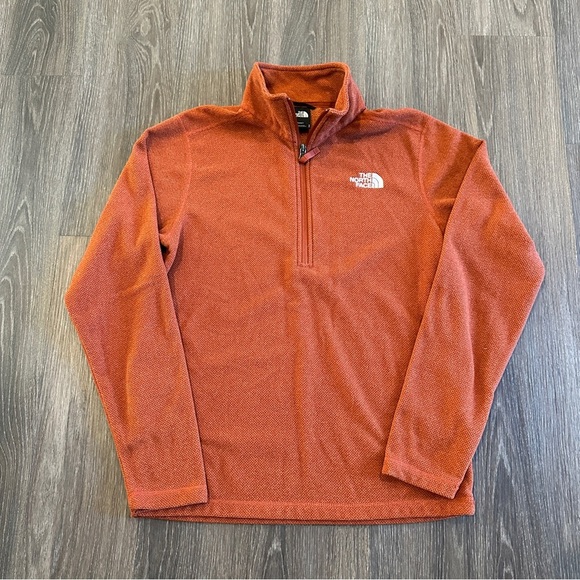 The North Face Men’s Textured Cap Rock Fleece Pullover Picante Red Heather sz S - Picture 1 of 7